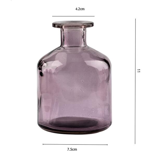 Smooth Face Clear Glass Vase for Flower Bud Vase Hydroponic Planter Purple Short - Picture 3 of 4